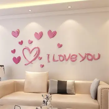 

Romantic Heart Wall Stickers 3D Art Decal For Bedroom Wall Decor DIY Craft Decorative Girls Room Stickers Sweet Wall Decals