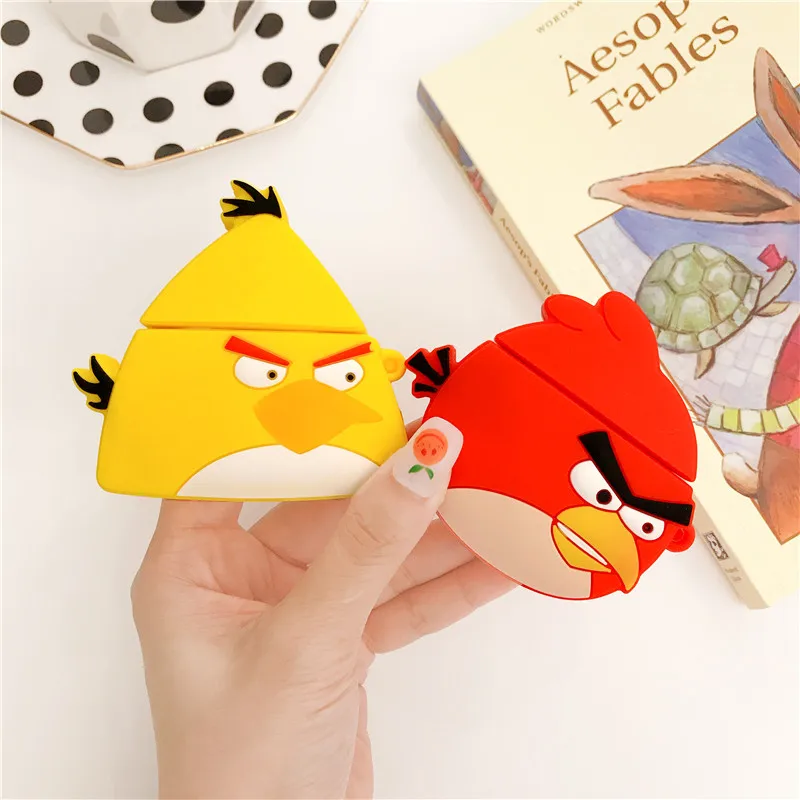 

cute 3D cartoon Angry bird fashion Silicone soft headset case For Apple new Airpods 1/2 Cover Wireless Bluetooth Earphone case