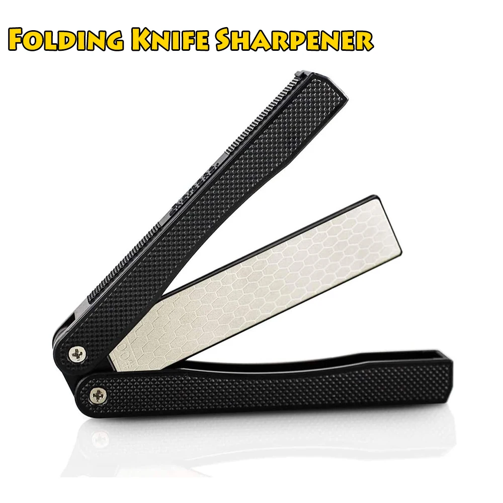Engrenagem de Acampamento ao ar Livre Dobrável Diamante Faca Apontador Bolso Dupla Face Afiar Pedra 400600 Grit Piquenique Ferramentas Edc 1 Esporte e Lazer
