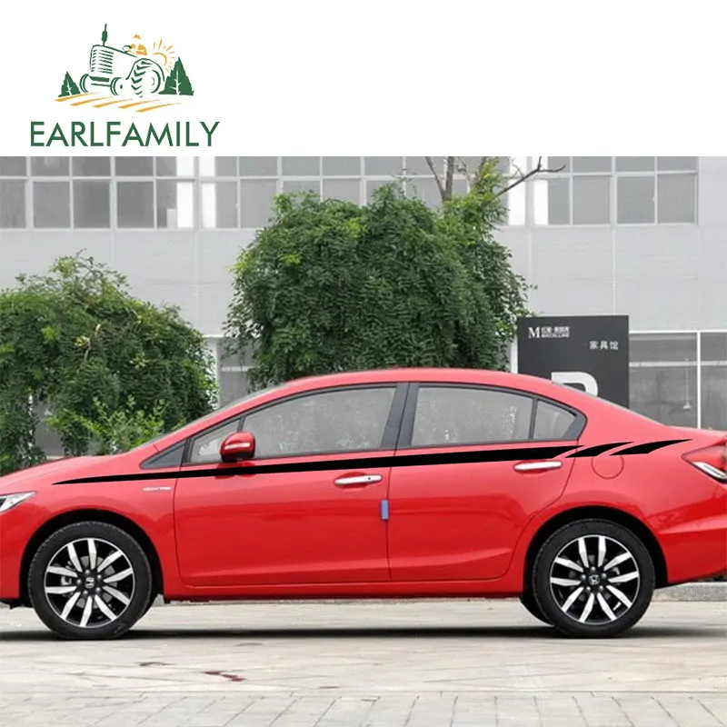 EARLFAMILY 200 см x 51 см 2x гоночные полосы молния графика двери виниловые наклейки на машину мотор Спорт сбоку наклейки комплект наклейки