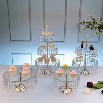 

romantic clear acrylic cake stand holder cake topper happy birthday dessert table decor crystal cupcake holder Baking Decor