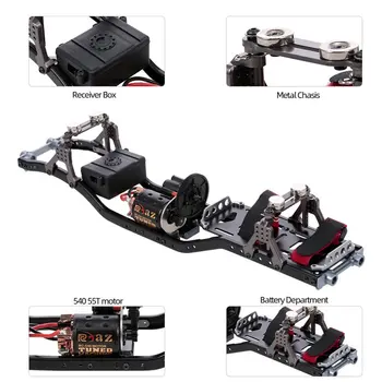 

Metal RC Car Frame Carbon Fiber Car Chassis Beam with 540 Motor for AXIAL SCX10 RC Crawler Climbing Car DIY