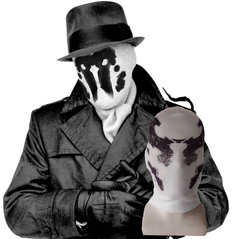 

Halloween Horror Lookout Mask The Rorschach Headgear Headgear Cosplay Digital Print Novelty Cotton Mask