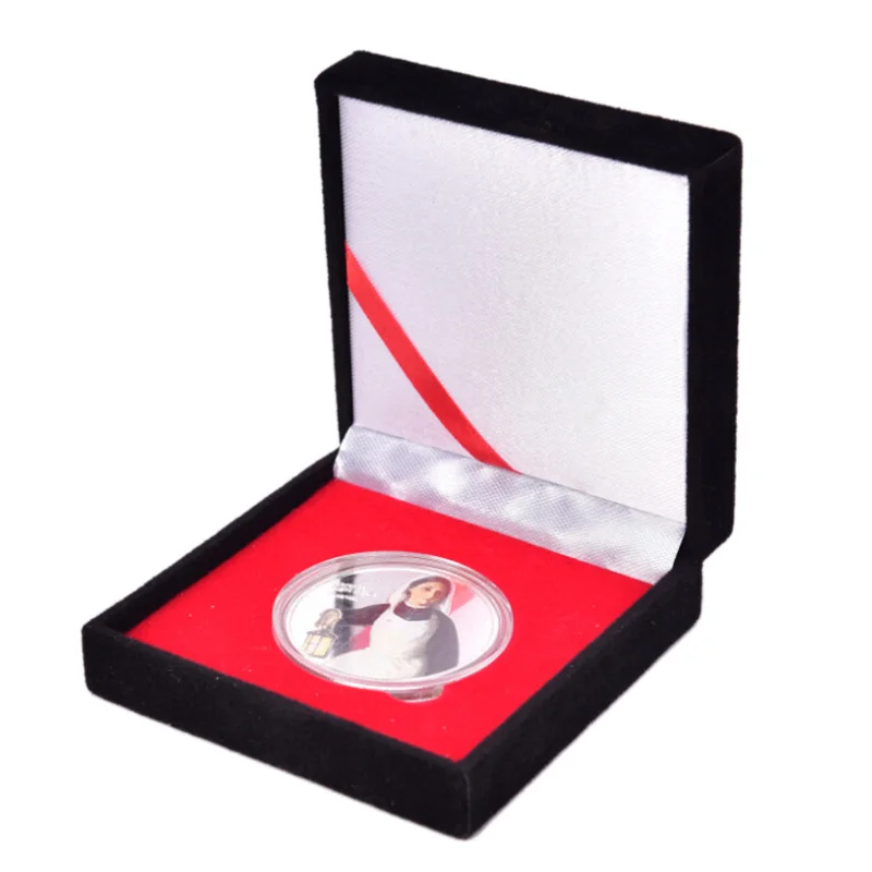 New Nurse Commemorative Coin Silver Plated Decorative Coin with Black Box Nurse Doctor Collection Souvenir Gifts Party Gifts