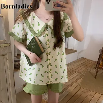 

Bornladies Florals Chic Fashion Home Clothes Girls Sleepwear 2020 Printed Cute Hot Shorts Casual All Match Loose Pajamas Suits