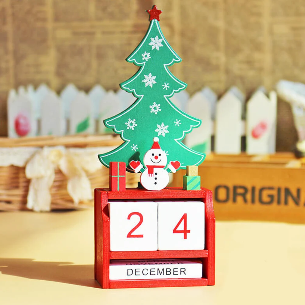 1pc Cute Christmas Advent Calendar Cartoon Wooden DIY Desktop Decor Decorations For New Year Home Office | Дом и сад