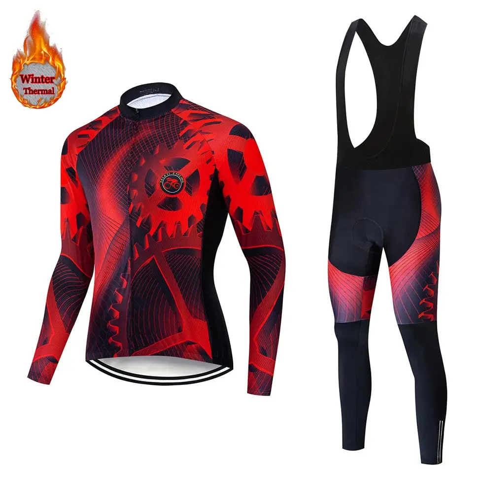 Красный teleyi gear зимняя одежда для велоспорта дышащая Ropa Ciclismo Одежда с длинным рукавом для горного велосипеда одежда для спорта на открытом воздухе - Цвет: Красный