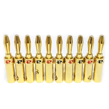 

20pcs/lot Colleimage Hifi Audio Pailiccs 4mm Banana Plugs Copper Gold Plated Speaker Cables Wire Pin Banana Plug Connectors
