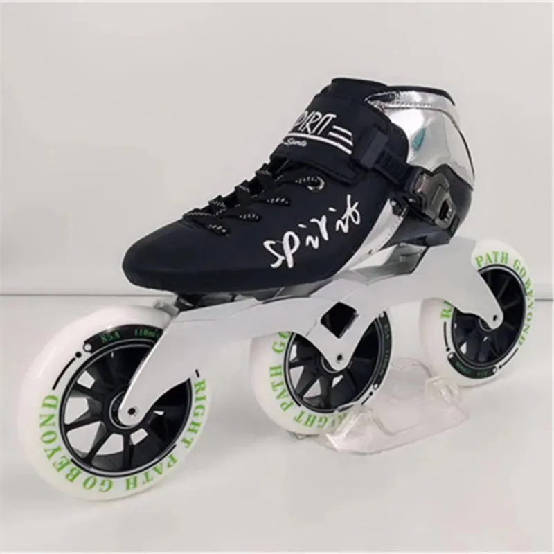 Black 3 wheel skates Профессиональные Углеродные волокна 3 колеса марафон 125 мм 85A роликовые коньки Patines 3X125 мм асфальт наземная дорога гонки 3-колеса Pro - Цвет: Black 3 wheel skates
