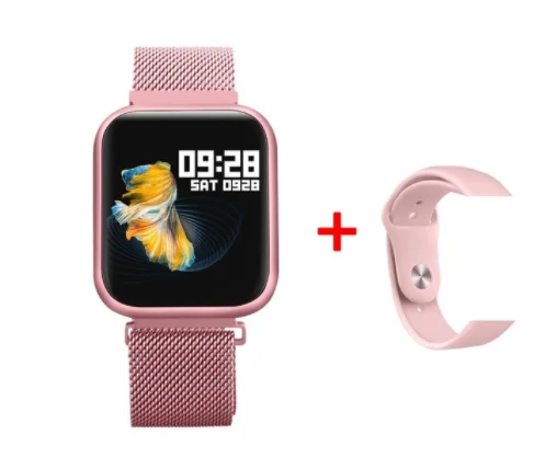steel pink P80 Смарт-часы браслет с кровяным давлением монитор сердечного ритма шагомер фитнес-трекер Смарт-часы для Android huawei IOS - Цвет: steel pink