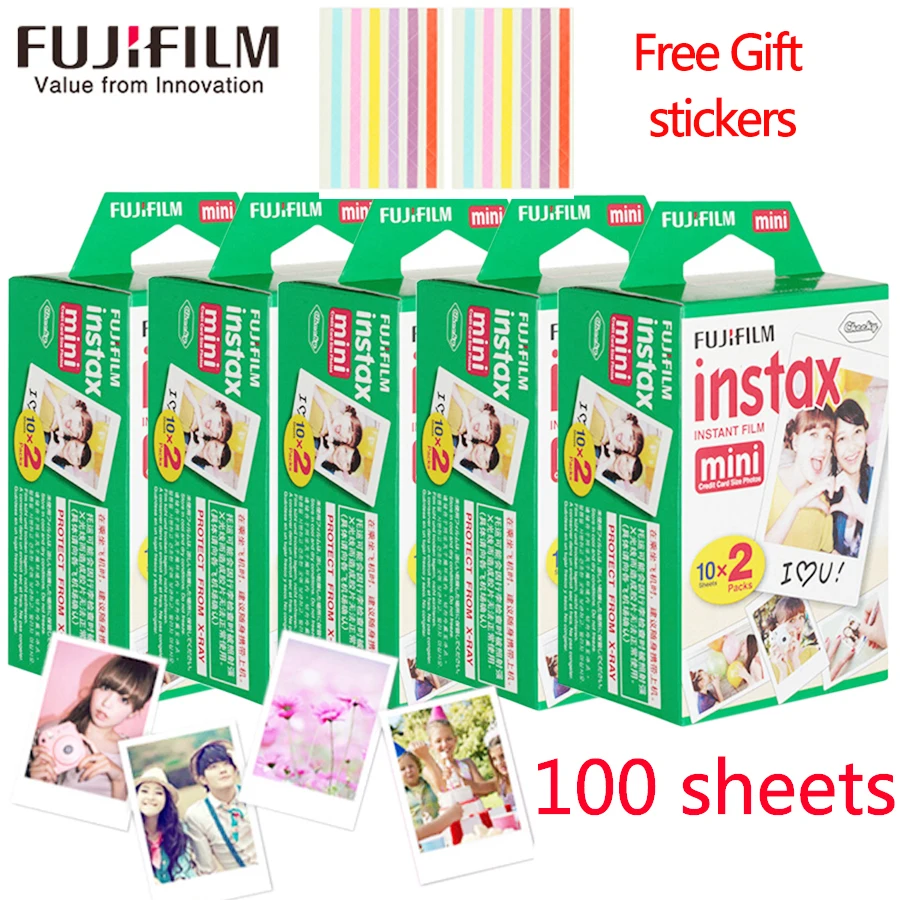 Пленка Fujifilm instax mini 60 80 100 листов с белым краем 3 дюймовая широкая пленка для