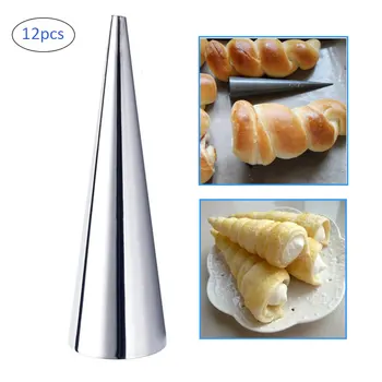 

12PCS DIY Baking Cones Horn Pastry Roll Cake Mold Spiral Baked Croissants Tubes Cookie Dessert Kitchen Baking Tool