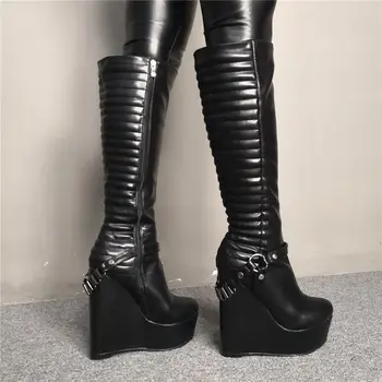 

Karinluna 2019 Brand Big Size 47 Customized Sexy Women Shoes Winter Boots Prom Party High Heels Wedges Shoes Woman Boots