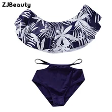 Летний детский комплект бикини с цветочным принтом и оборками для маленьких девочек, купальный костюм из двух предметов, пляжная одежда, купальные костюмы бикини# p4