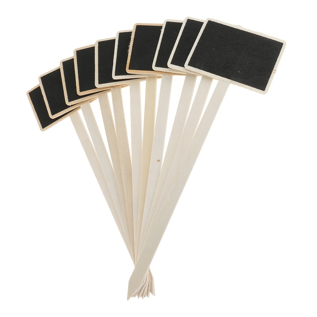 10pcs Garden Plant Labels Markers Wooden Mini Chalkboard Signs Waterproof Tags for Nursery Garden Flowers Stakes