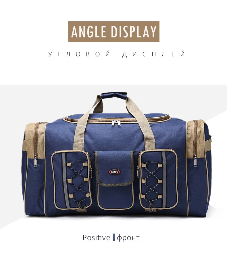Thick Canvas Casual Duffle Bag Waterproof Mens Travel Bags Long Strap Anti-scratch Multi-pocket Large Capacity Handbags L468
