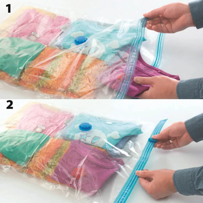Home Vacuum Bag For Clothes Storage Bag With Valve Transparent Border Foldable Compressed Organizer Space Saving Seal Packet