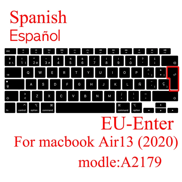 With ñ Spanish keyboard cover protector for macbook pro13 A2159 A1990 For macbook air 13 A1932 A1466 Keyboard protective film A2179