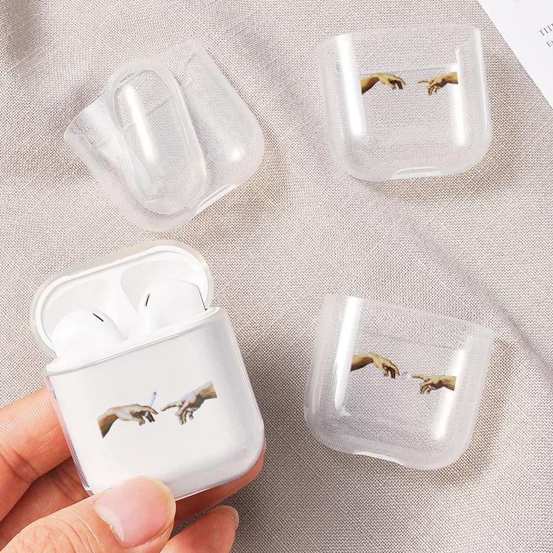 

Transparent Silicone Art Print Transparent Case For Clear AirPods 1/2 Case Silicone Protective Cover Wireless Earphone Case