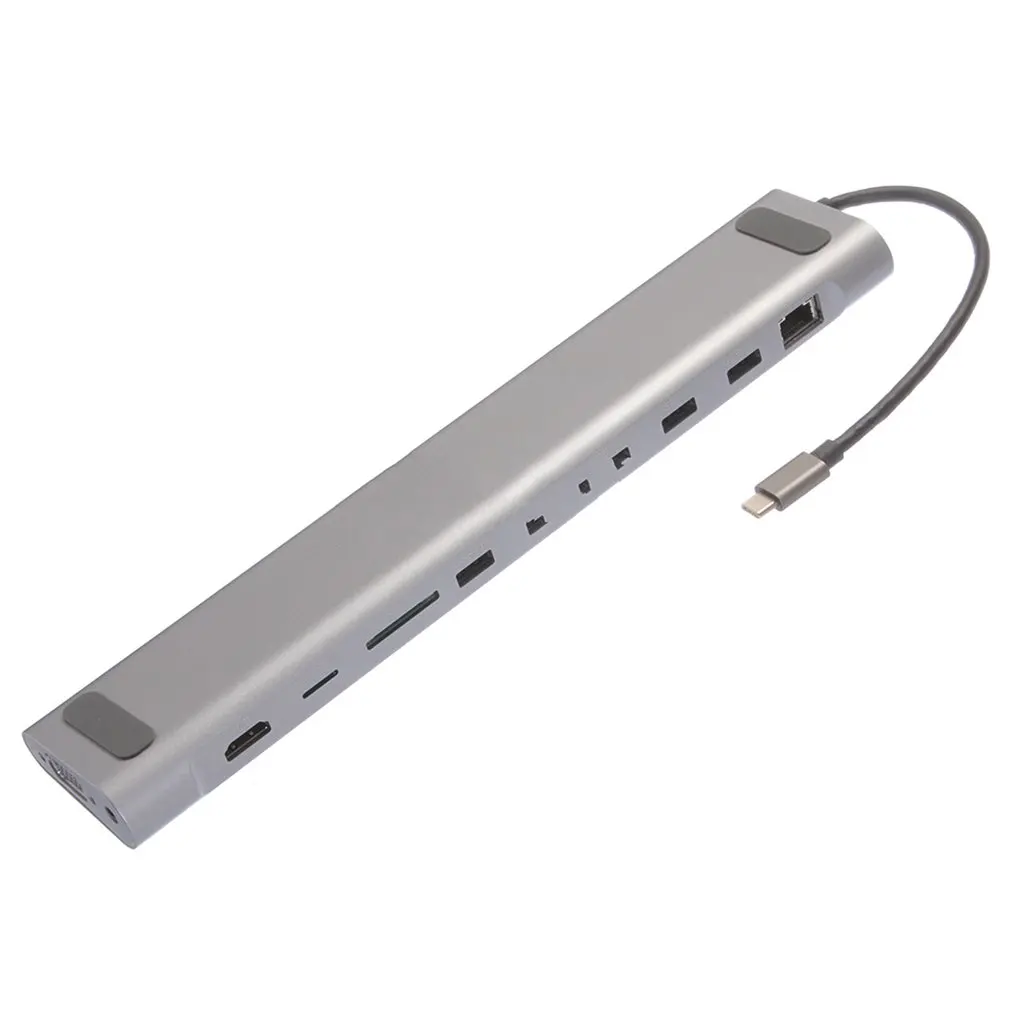

12 In 1 USB Hub C To HDMI 4K RJ45 USB3.0 Ethernet LAN / VGA /Secure Digital Card Reader For Laptop For MacBook