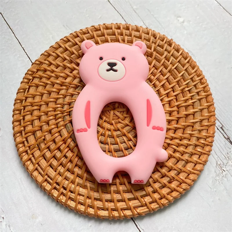 1pcs  실리콘 Teether 설치류 실리콘 동물 곰 젖꼭지 치아 펜던트 BPA 무료 실리콘 구슬 씹는 Biter 어린이 용품