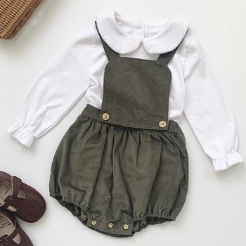 

Korean Style Toddler Baby Girls Clothes Set Long Sleeve Tops+Corduroy Jumpsuit Overalls Fashion Baby Boys Girls Clothing Set