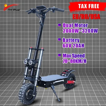 

JS 80KM/H Powerful 3200W 11" Electric Scooter Off Road Foldable E Scooter with Samsung Battery Adult kick e scooter Skateboard