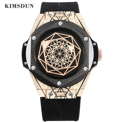 KIMSDUN топ Элитный бренд Для мужчин часы Relogio Masculino мульти-функциональные часы Для мужчин reloj модные Повседневное Водонепроницаемый кварцевые часы - Color: rose gold black