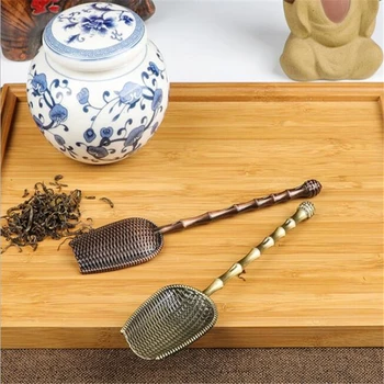 

Mini Tea Spoons Vintage High Quality Sugar Salt Spoon Retro Copper Tea Scoop Chinese Kongfu Tea Accessories Tableware