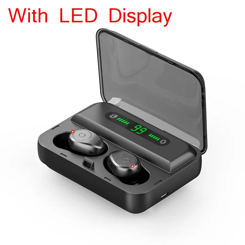 With LED Display DEAGEA TWS 5,0 Bluetooth 6D стерео наушники беспроводные наушники светодиодный дисплей водонепроницаемые наушники 1200 мАч Внешний аккумулятор держатель телефона - Цвет: With LED Display