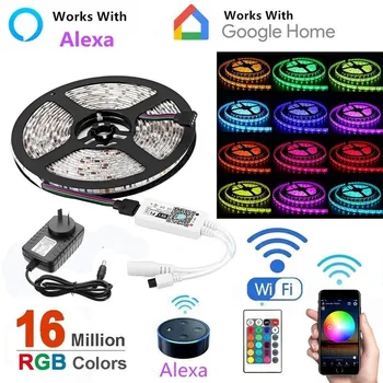 

RGB LED Strip Light SMD 2835 5M Waterproof RGB Tape DC12V Ribbon diode led Strips Light Flexible Stripe Lamp IR WIFI Controller
