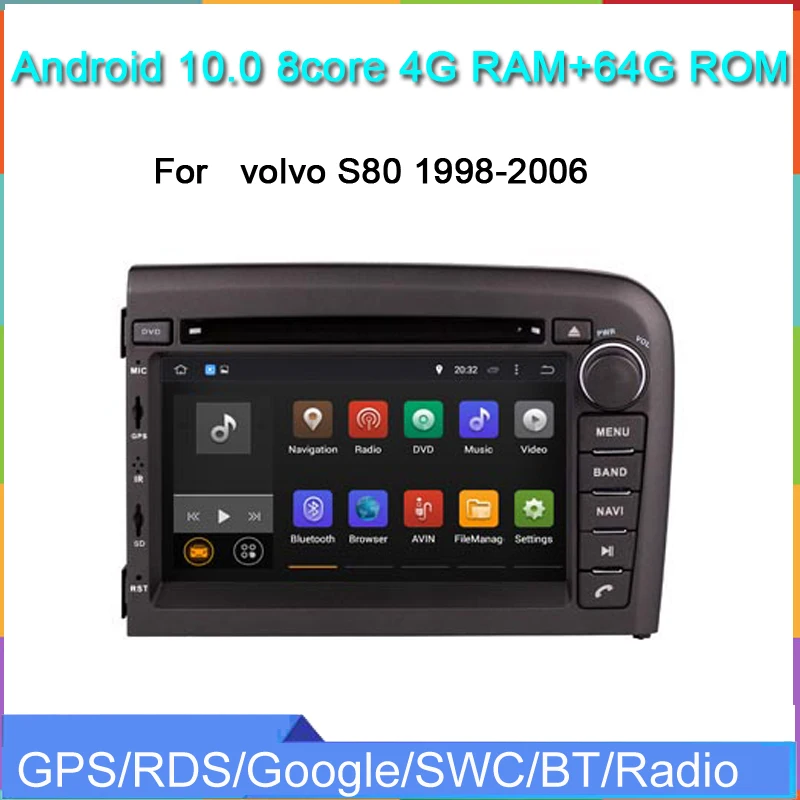 Автомобильный радиоприемник на Android 9 0 gps для volvo S80 1998 2006 левый автомобиль 8 ядер 4