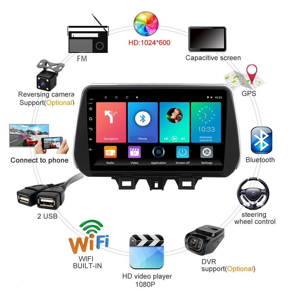 2 DIN 9 &quotAndroid автомобильный мультимедийный плеер навигация GPS Wifi для Hyundai Tucson 2018 2019