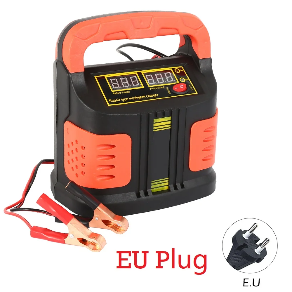 EU Plug Портативный 350W 14A автоматическое устройство для Батарея Зарядное устройство регулировки ЖК-дисплей смарт-устройство для быстрой Мощность Зарядка для автомобиля, мотоцикла, 12 V-24 V автомобиль скачок стартер - Цвет: EU Plug