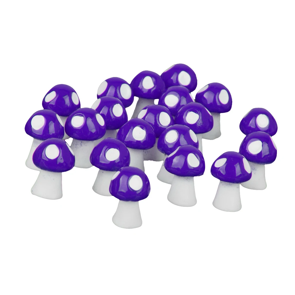 Purple as described 20 шт. DIY кукольный домик аксессуары миниатюрные из полимерной смолы домашний комплект мини Гриб креативные подарки ко дню рождения для подростков - Цвет: Purple as described