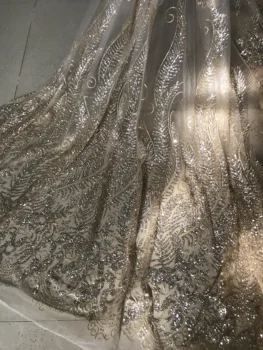 

5yard/lot african glitter lace fabric DiuDiu-18.8806 embroidered tulle lace with glued glitter for party dress