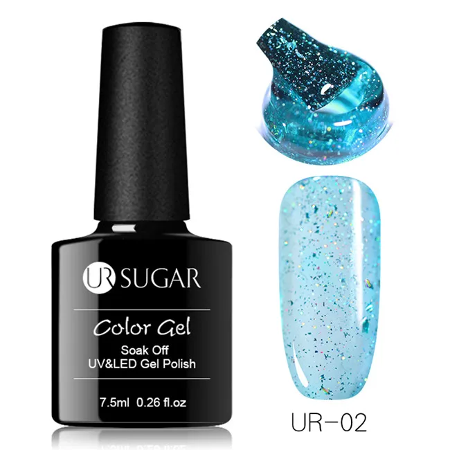 Ur Sugar 7,5 мл Платиновые блестки Led гель замочить от ногтей гель лак голографическая блестящая декор с блестками УФ Гель-лак для маникюра - Цвет: Laser 2