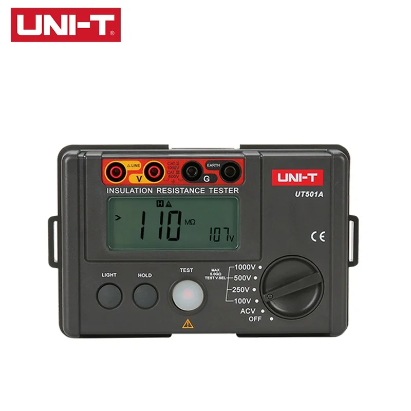 

UNI-T UT501A Insulation Resistance Tester 100V--1000V Megger Earth Insulation Resistance Megohmmeter Voltmeter w/LCD Backlight