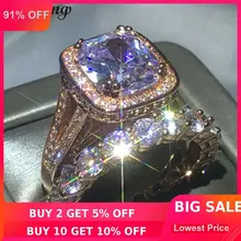 Choucong набор колец для влюбленных с подушками 8ct прозрачный 5A Циркон Cz розовое золото заполненный 925 серебро обручальное кольцо кольца для женщин