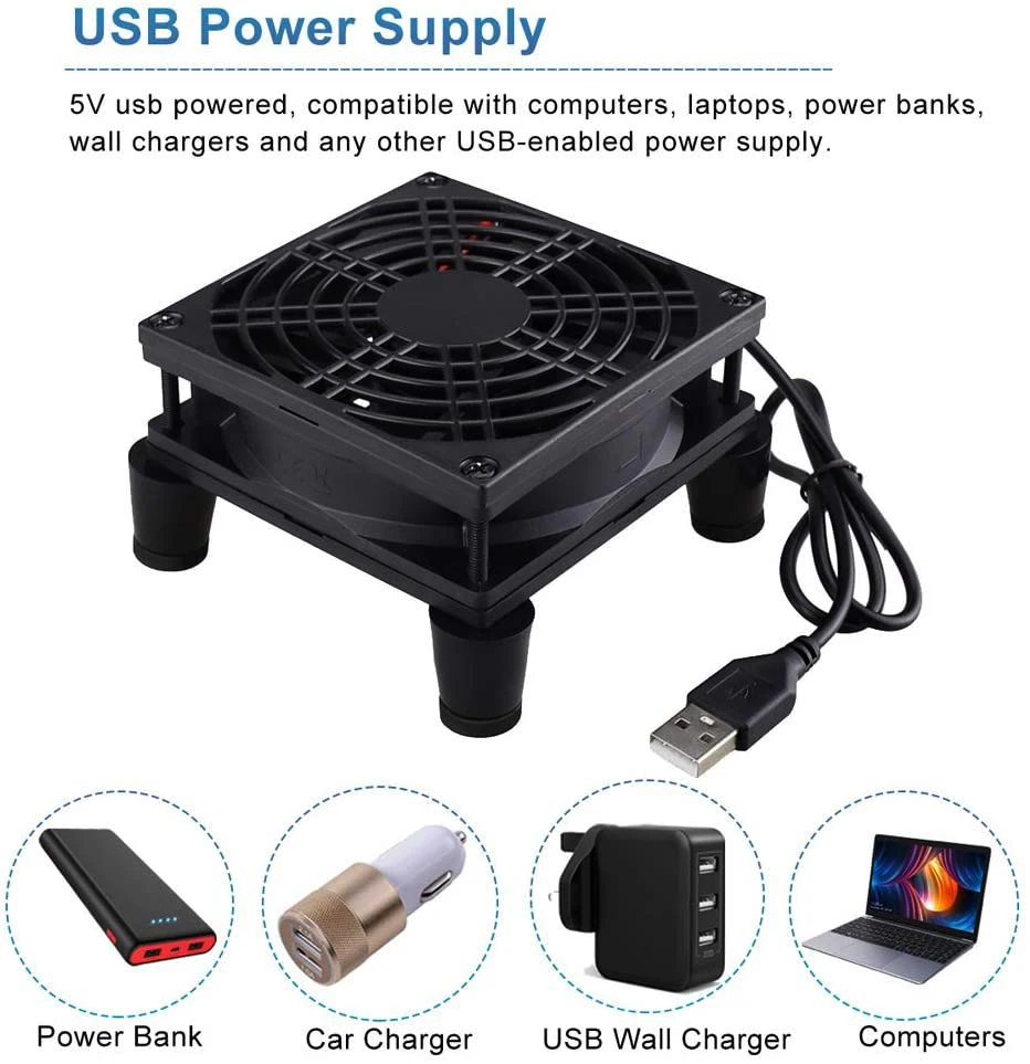 Gdstime 5V USB Router Fan TV Box Cooler 80mm 92mm 120mm 140mm PC DIY Cooler W/Screws Protective net Silent Desktop Fan