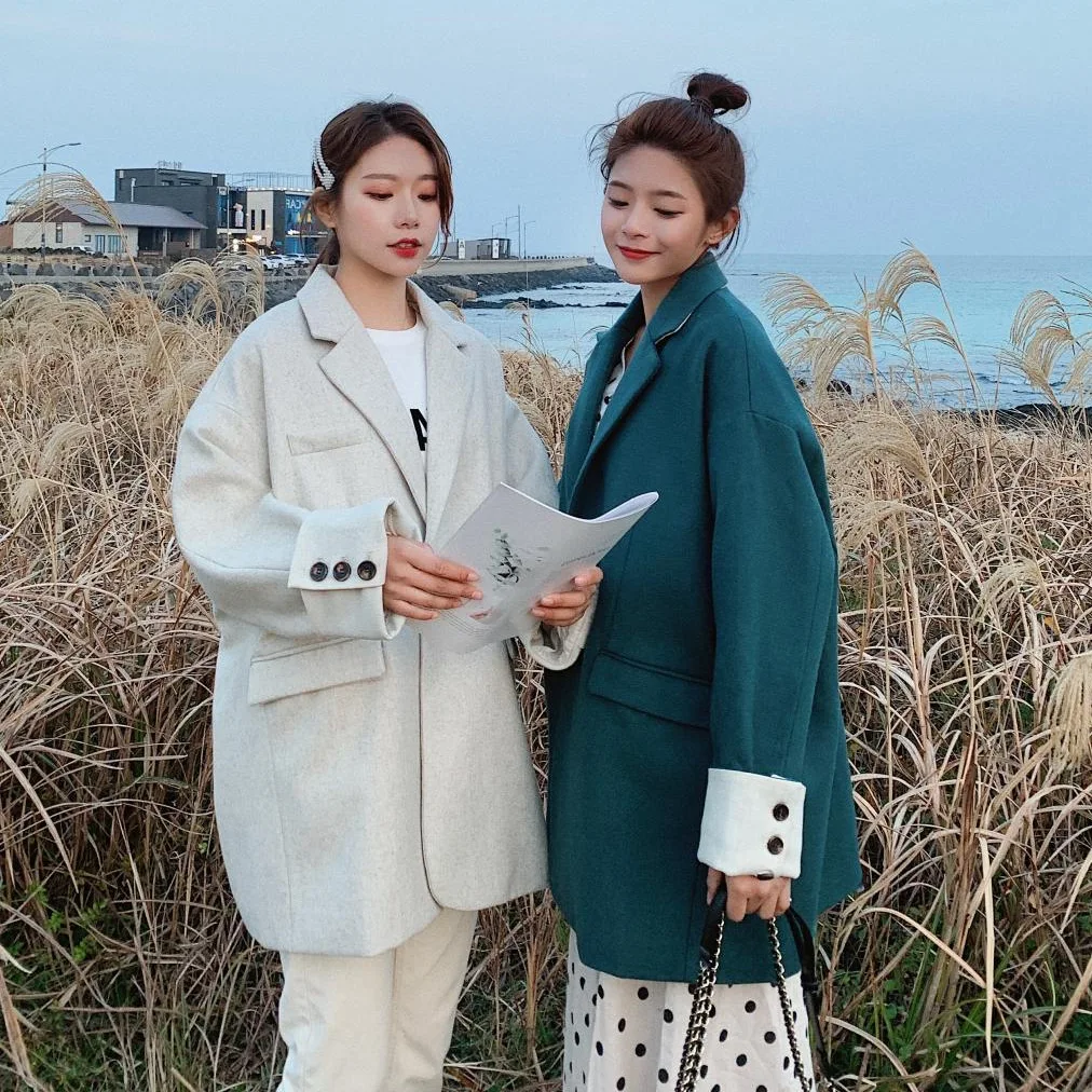 

2019 New Style Korean-style Spring CHIC Loose Casual Slimming Versatile Solid Color Small Suit Coat Women's Autumn Students Tide