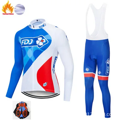 Vciq Pro Team FDJ зимняя велосипедная майка 9D брюки набор MTB униформа Одежда для велосипеда Мужская теплая шерстяная велосипедная одежда