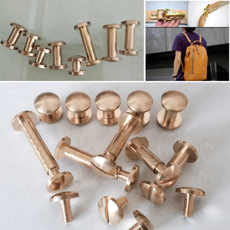 HOT 10pcs 5mm/6.5mm/8mm Luggage Leather metal Craft Solid Screw Nail Rivet Double curved Head Belt/strap Rivets Book screws