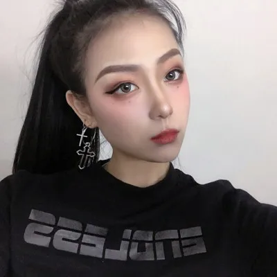 HZ 2019 Korea Vintage Cross Hollow Hip Pop Circle готические металлические Висячие серьги новые