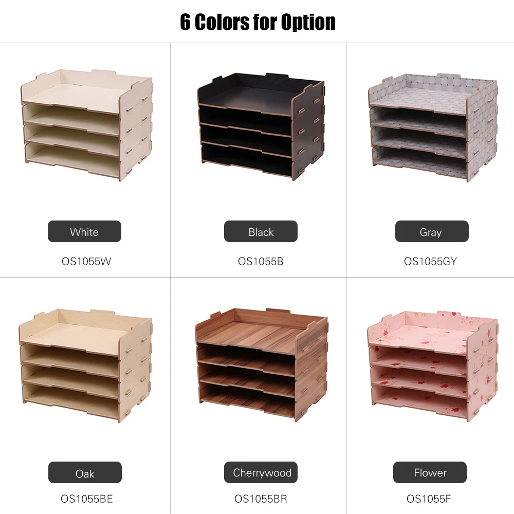 

Wood Organizer Desk Organizer File Organizer Document Holder Letter Tray 4 Layers for Office School Home Use