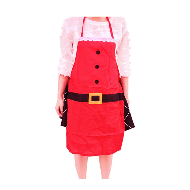 10pcs Red Christmas Apron Pinafore Cotton Linen Aprons Adult Kids Bibs Home Kitchen Cooking Baking Cleaning Accessories