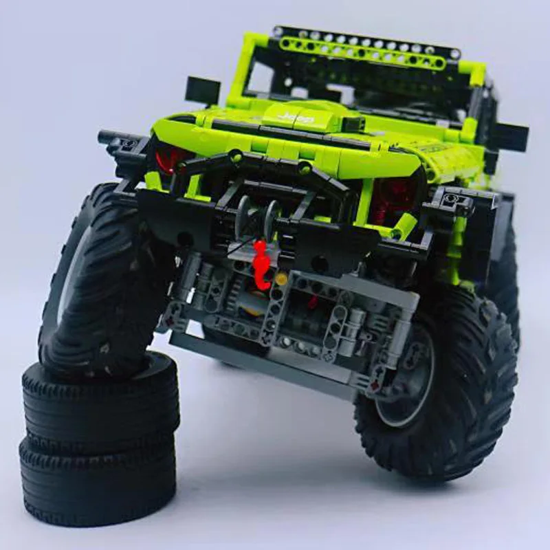 Серия Technic, строительные блоки с дистанционным управлением, 1:8, RC Jeep Wrangler, Rubicon, автомобиль, внедорожник, кирпичи для детей, игрушки, детский подарок