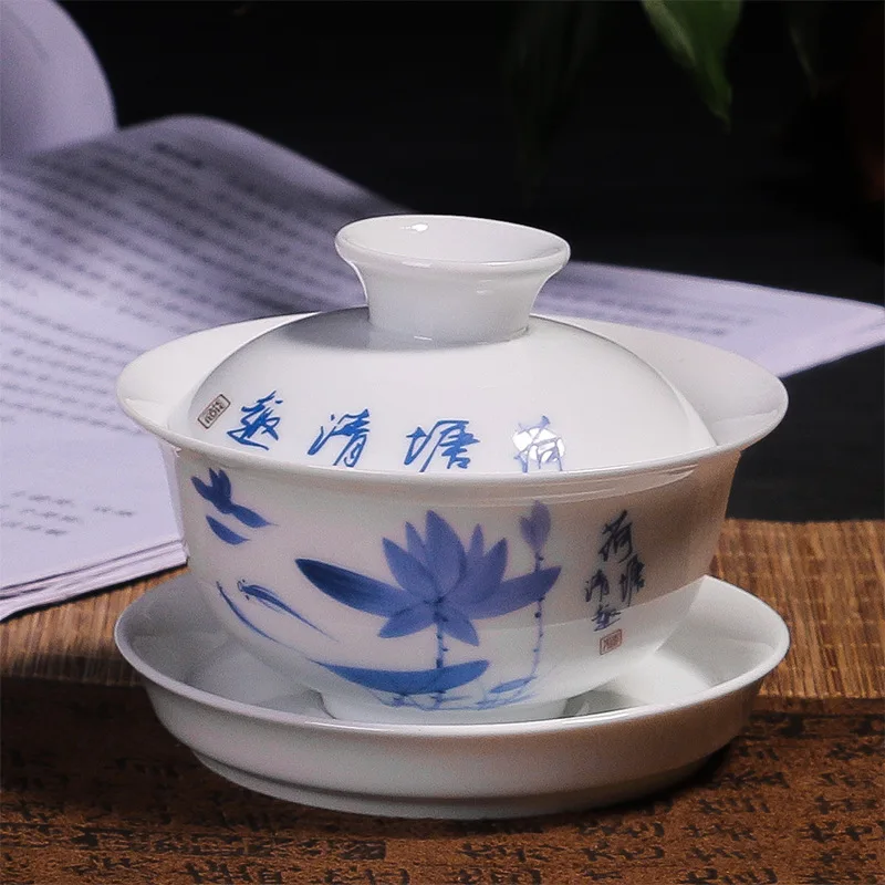 Ручная роспись, элегантные чайные горшки Gaiwan из керамики, фарфоровый чайник кунг-фу, чайный сервиз для путешествий, чайная посуда, посуда для напитков, украшения