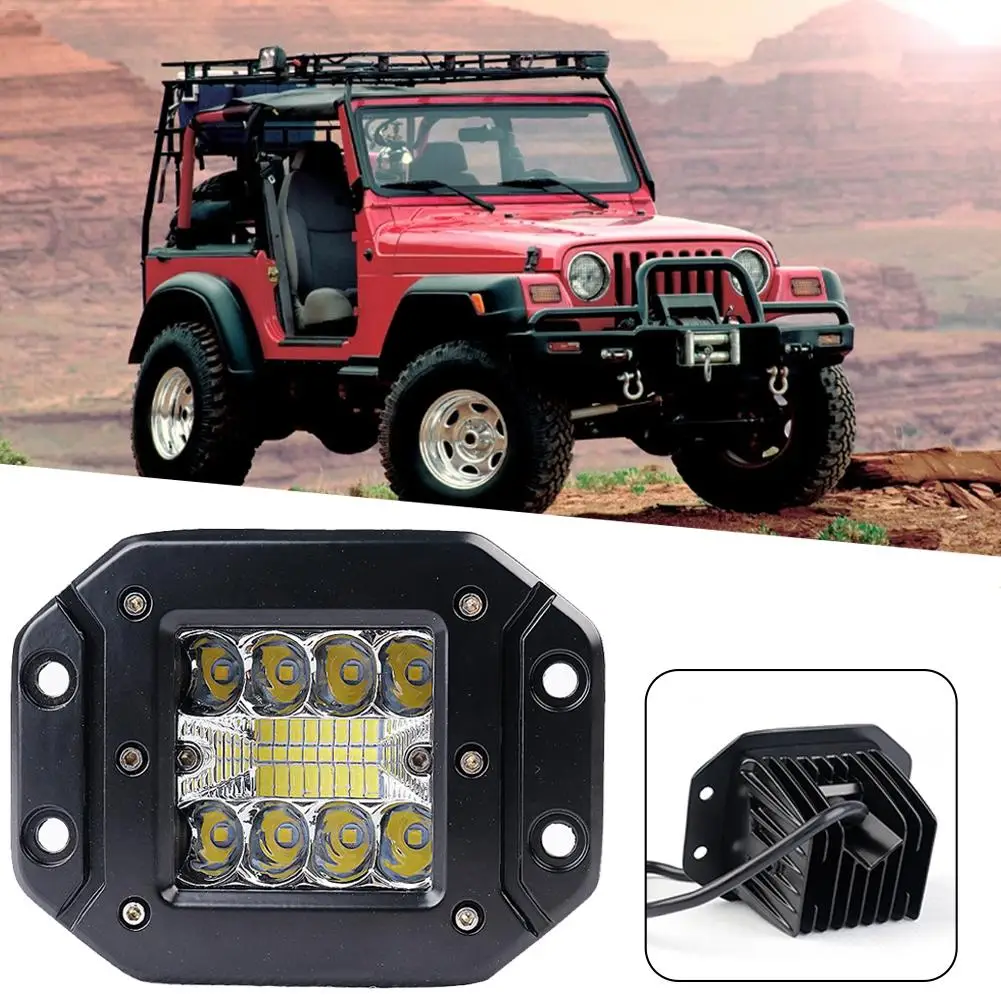 

2PCS 5In 48W 16 LED Work Light for 12-24V Universal for Car Motocross Flush Mount LED Work Light Pods Flush Mounting Spot