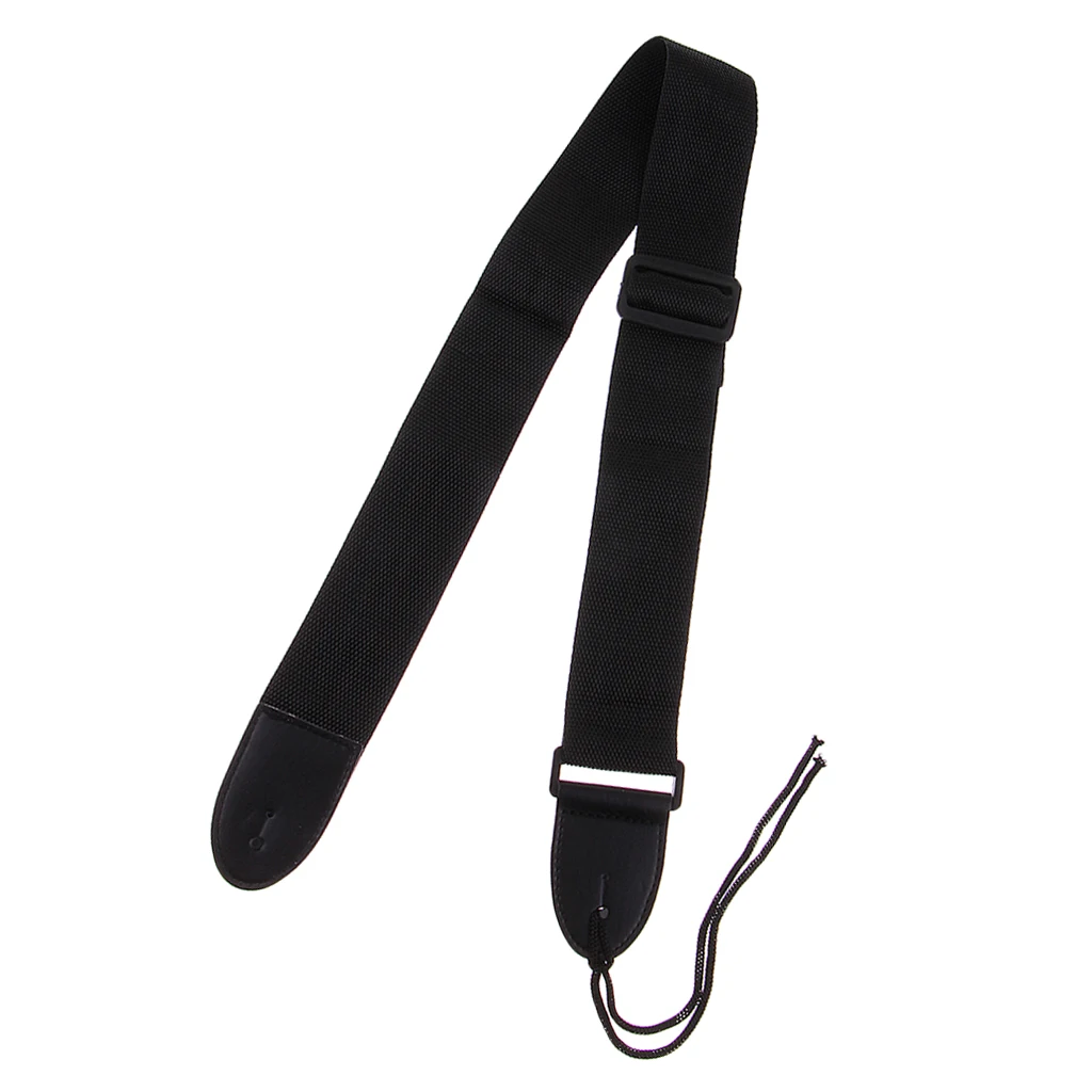 Black Nylon Guitar Strap Belt with 2pcs Mushrooms Head Strap Lock for Acoustic Folk Guitar